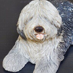 '83 SANDICAST BOBTAIL OLD ENGLISH SHEEPDOG FIGURINE SIGNED SANDRA BRIE 9.25x 4.5